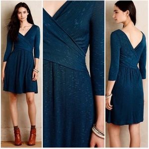 Anthropologie Teal Amadi Fara Surplice Lola Dress